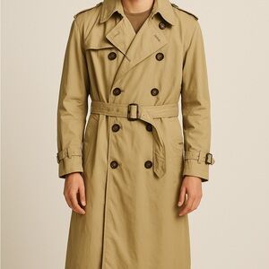 Vtg Georgio Armani Le Collezioni men’s Classic Khaki Trench Coat 42 Italy